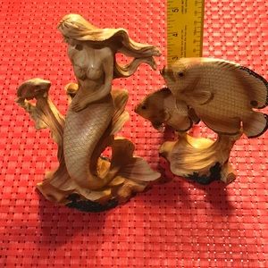 Mermaid fish figurines wooden